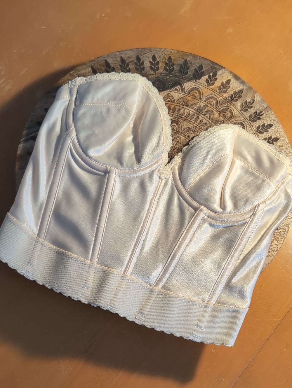Vintage Carnival Longline Strapless Bandeau Bustier in Ivory